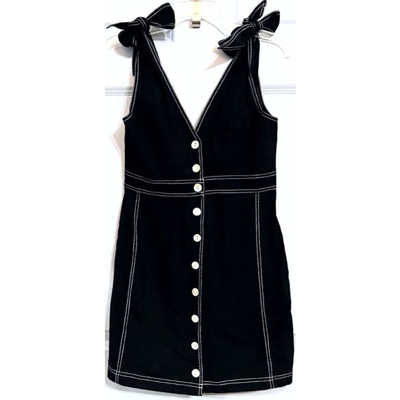 FREE PEOPLE Black London Town Overall Mini Dress Size 4 NWT - Picture 2 of 8